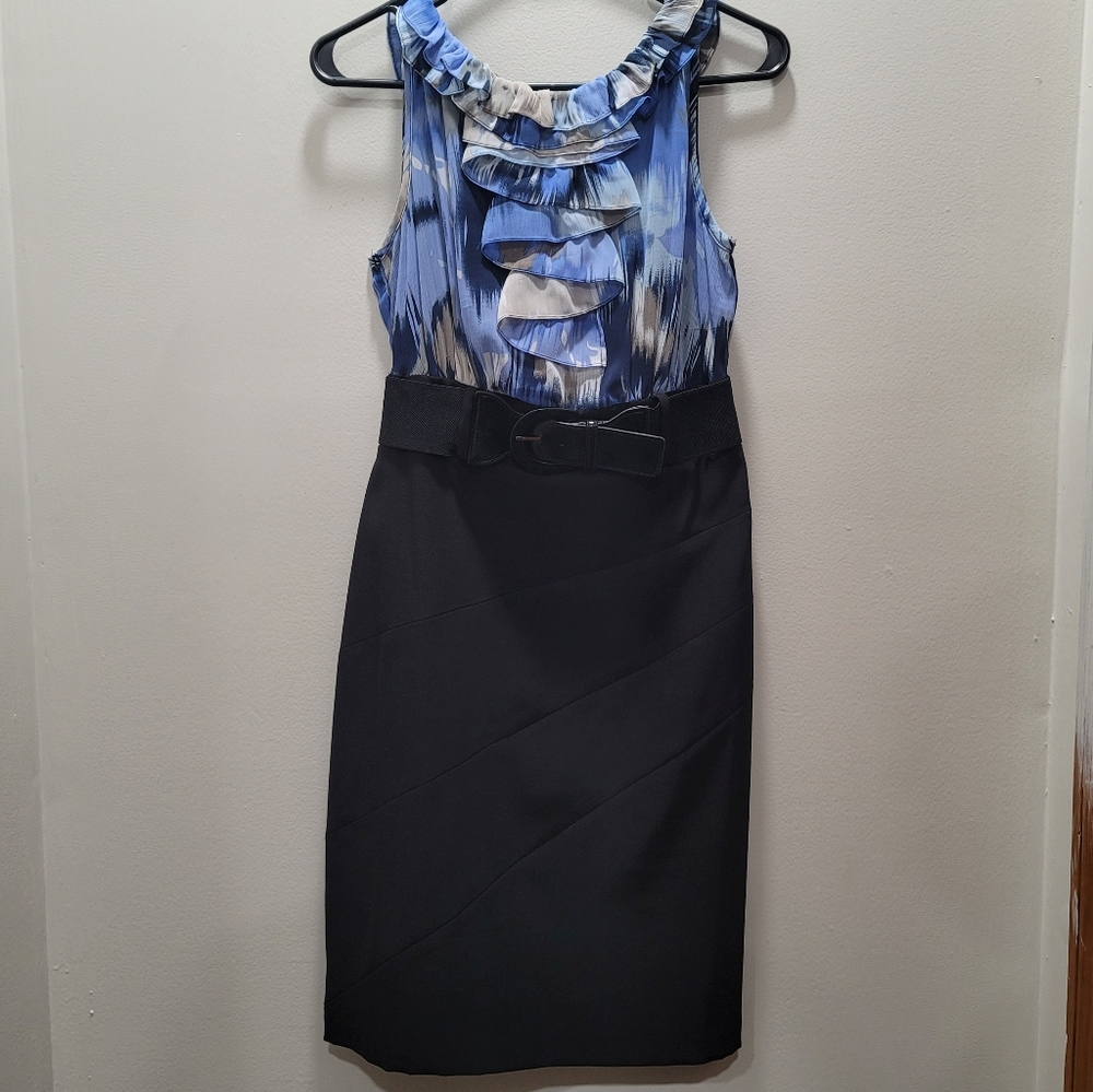 AGB Dress w/ Ruffle Neck and Chiffon Top